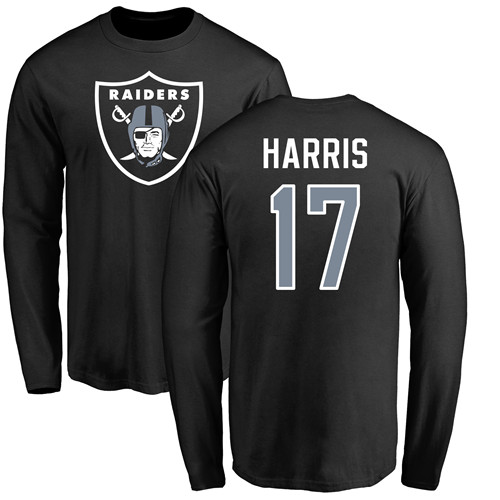 Men Oakland Raiders Olive Dwayne Harris Name and Number Logo NFL Football #17 Long Sleeve T Shirt